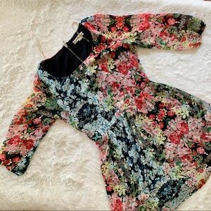 Floral blue pink dress sz 5 zipper closure